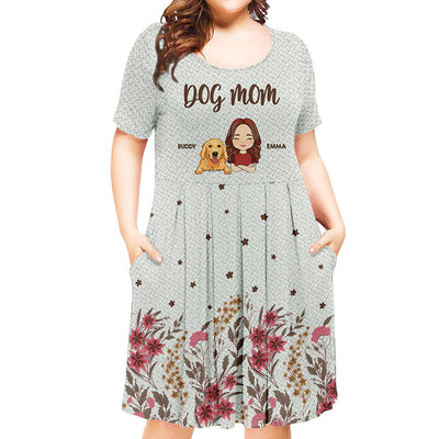 Dog Mom Flower - Personalized Custom Casual Dress