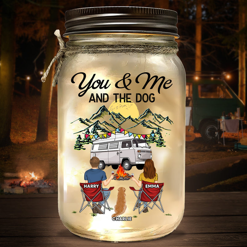 You & Me And The Dogs - Personalized Custom Mason Jar Light