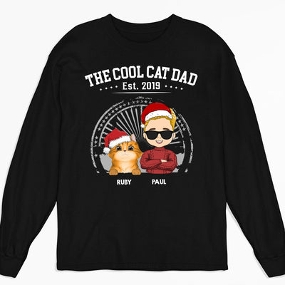 The Cool Cat Dad - Personalized Custom Long Sleeve T-shirt