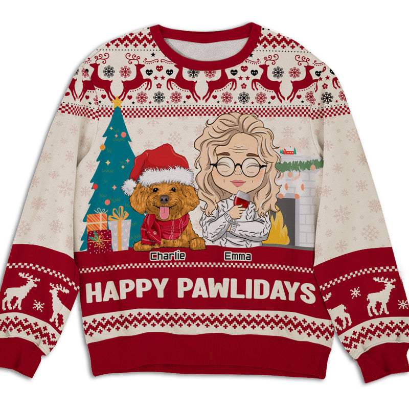 Pawlidays With Dogs - Personalized Custom All-Over-Print Sweatshirt
