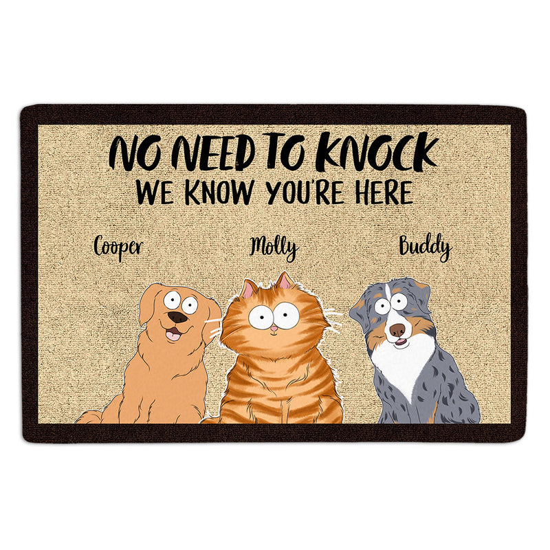 We Know You Are Here - Personalized Custom Doormat