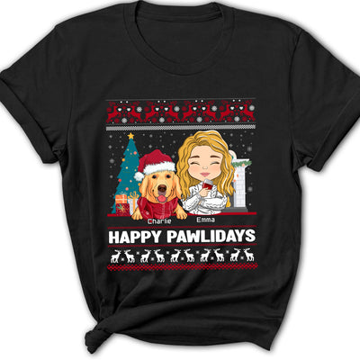 Happy Pawlidays - Personalized Custom Women's T-shirt