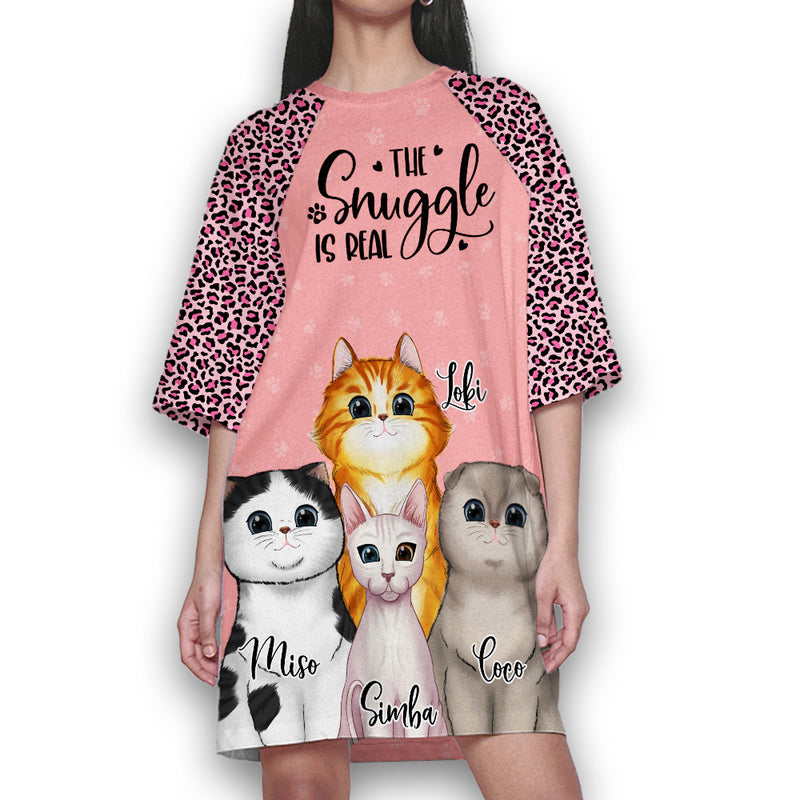 Cat Snuggle - Personalized Custom 3/4 Sleeve Dress