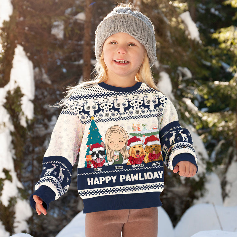 Pawlidays With Dogs - Personalized Custom Kids All-Over-Print Sweatshirt