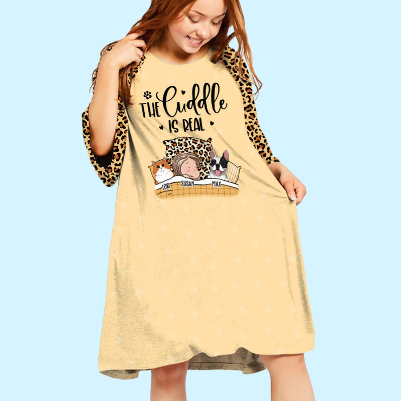 The Cuddle Is Real - Personalized Custom 3/4 Sleeve Dress