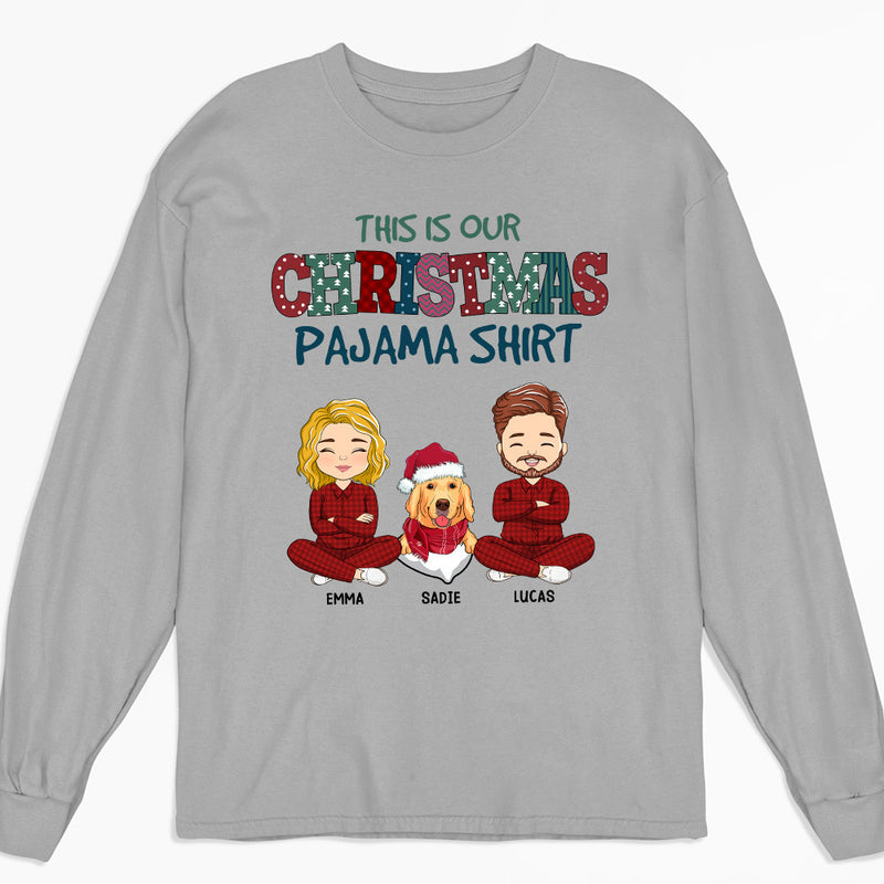 Christmas Pajama Couple - Personalized Custom Long Sleeve T-shirt