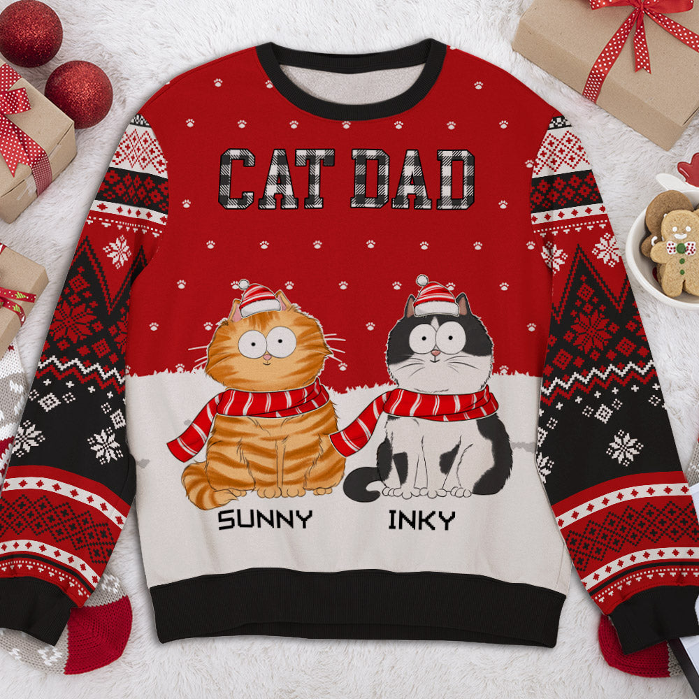 Fur Dad Mom Plaid Pattern Custom Pet Lover Personalized Christmas Forest Ugly Sweatshirt