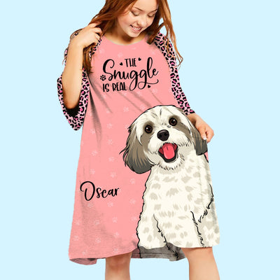 Dog Snuggle - Personalized Custom 3/4 Sleeve Dress