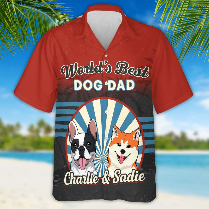 Best Dog Dad Retro - Personalized Custom Hawaiian Shirt