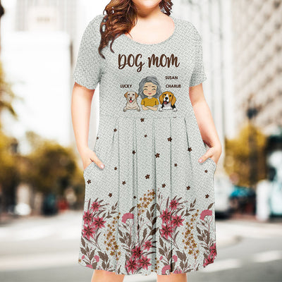 Dog Mom Flower - Personalized Custom Casual Dress