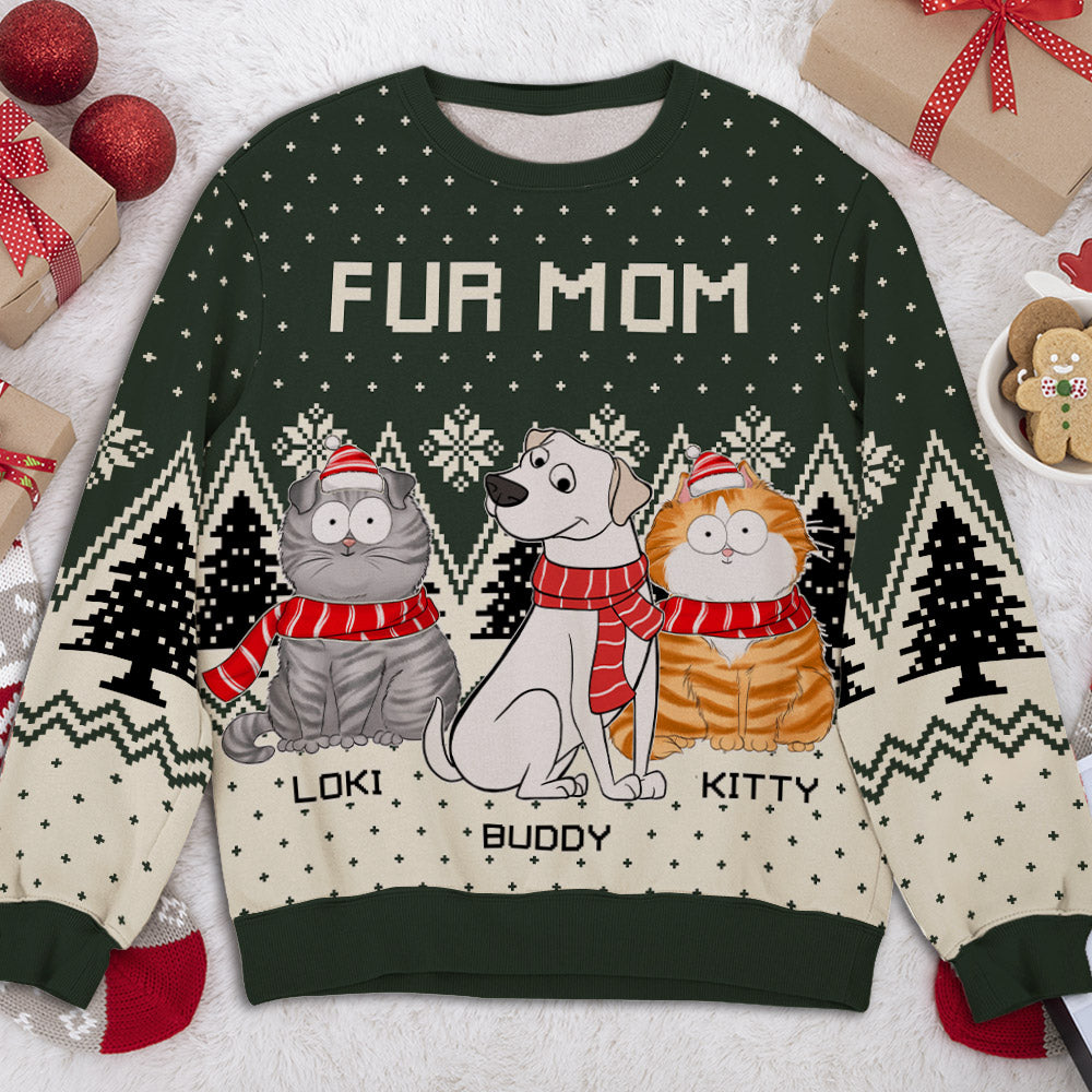 Pet Parents Custom Pet Lover Personalized Christmas Forest Ugly Sweatshirt