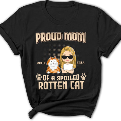 Proud Dad Mom Of Spoiled Cats - Personalized Custom Women's T-shirt