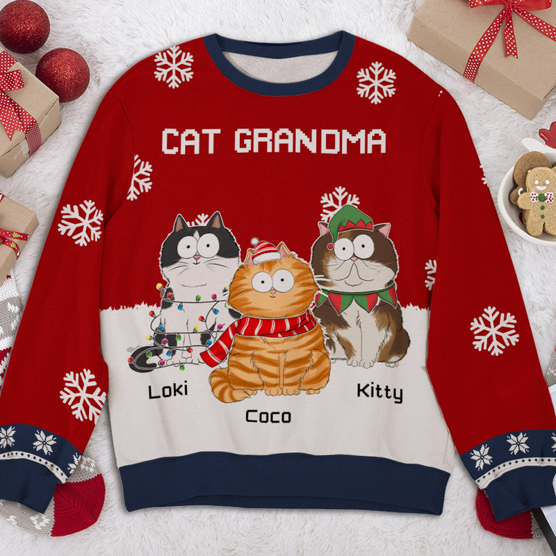 Funny Cat With Family - Personalized Custom All-Over-Print Sweatshirt