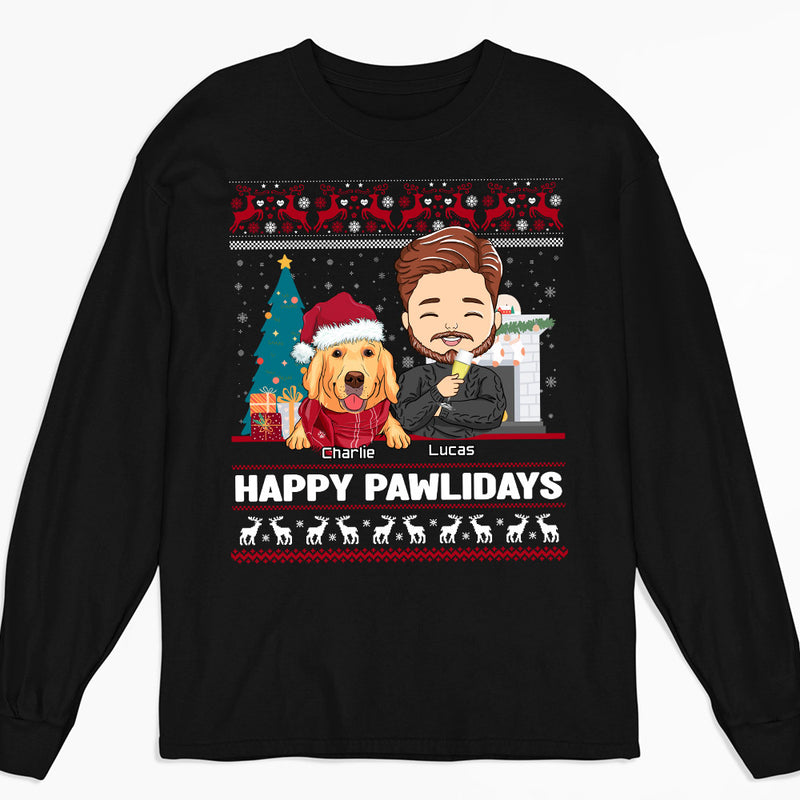 Happy Pawlidays - Personalized Custom Long Sleeve T-shirt