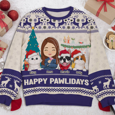 Pawlidays With Pets - Personalized Custom All-Over-Print Sweatshirt