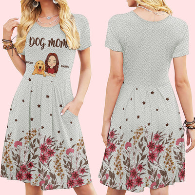 Dog Mom Flower - Personalized Custom Casual Dress