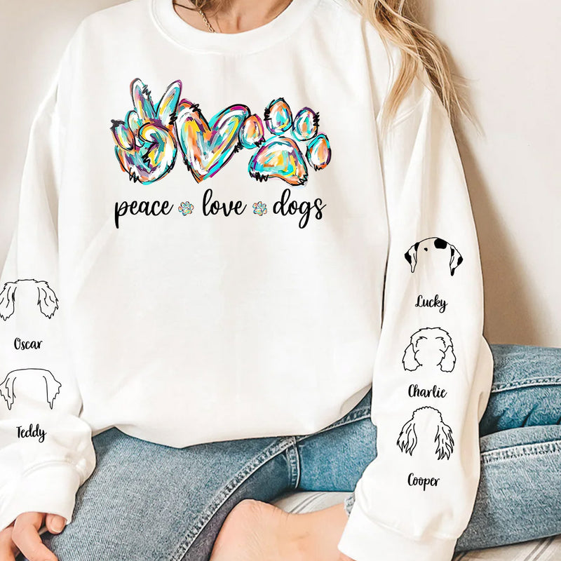 Peace Love Dog Colorful - Personalized Custom Long Sleeve T-shirt