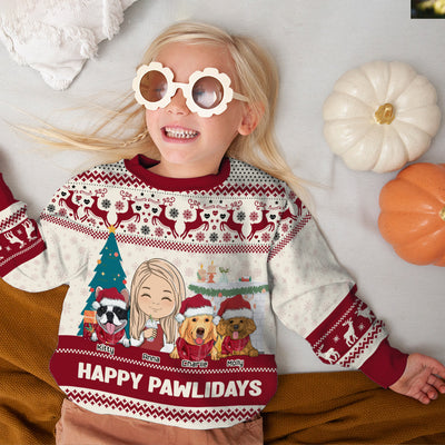 Pawlidays With Dogs - Personalized Custom Kids All-Over-Print Sweatshirt