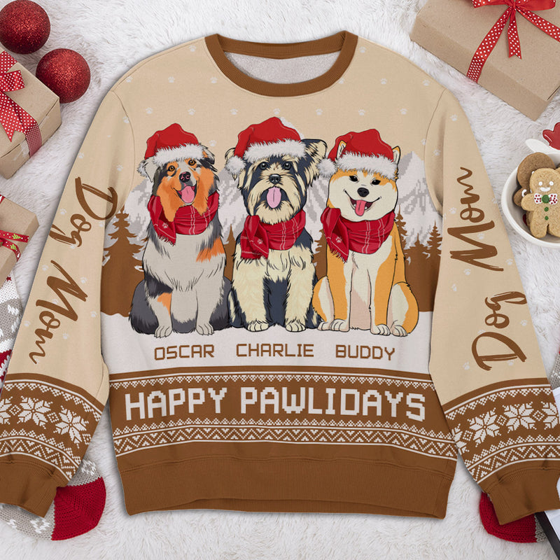 Pawlidays Mom Dad - Personalized Custom All-Over-Print Sweatshirt