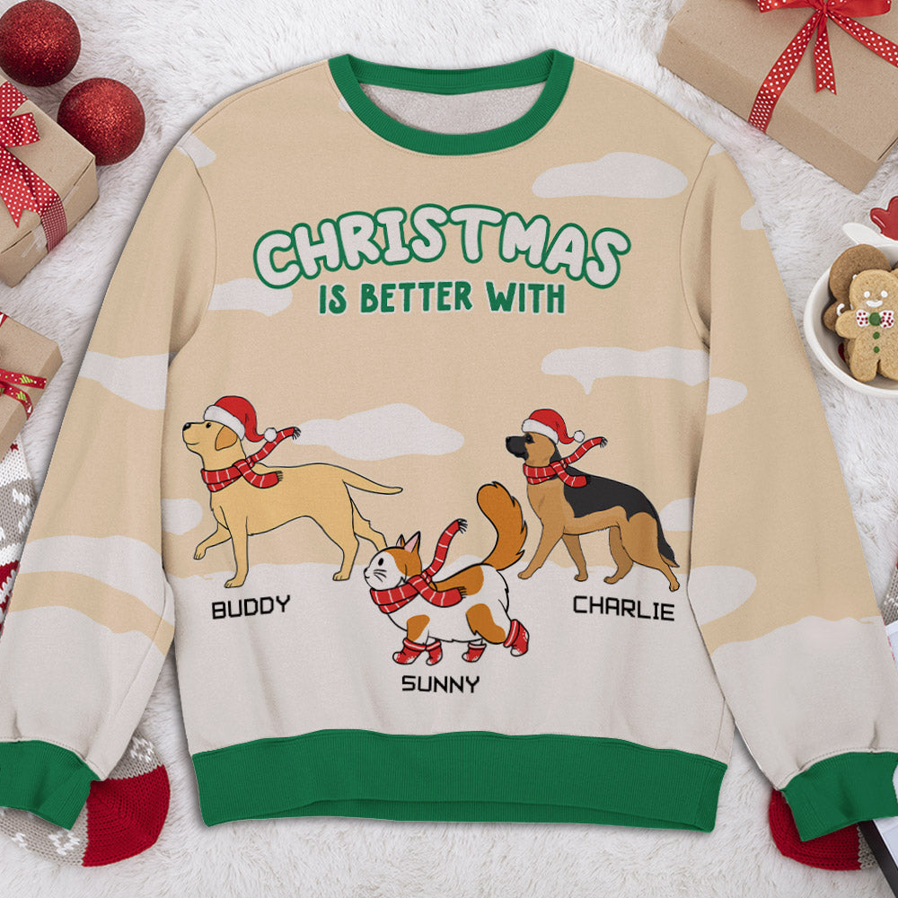 Better Christmas Custom Xmas Personalized Pet Dog Owner Ugly Sweatshirt