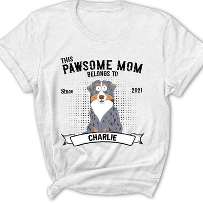Pawsome Dad Belongs To - Personalized Custom Women's T-shirt