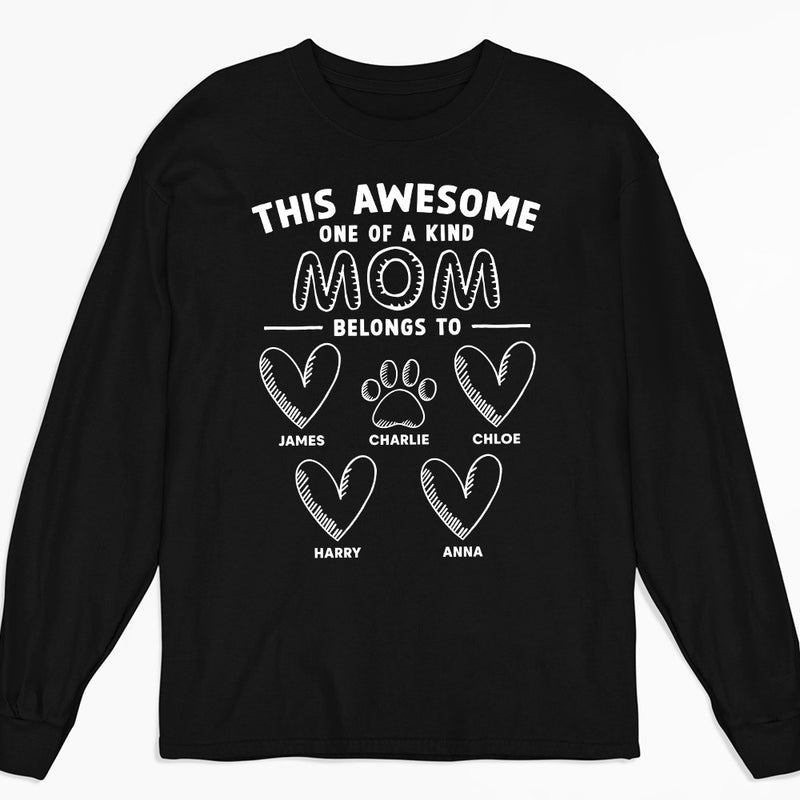 Awesome Dad Mom Belongs - Personalized Custom Long Sleeve T-shirt