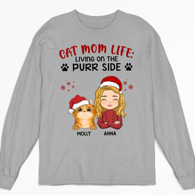 Living On The Purr Side - Personalized Custom Long Sleeve T-shirt