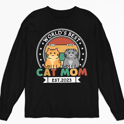 Best Cat Dad Est - Personalized Custom Long Sleeve T-shirt