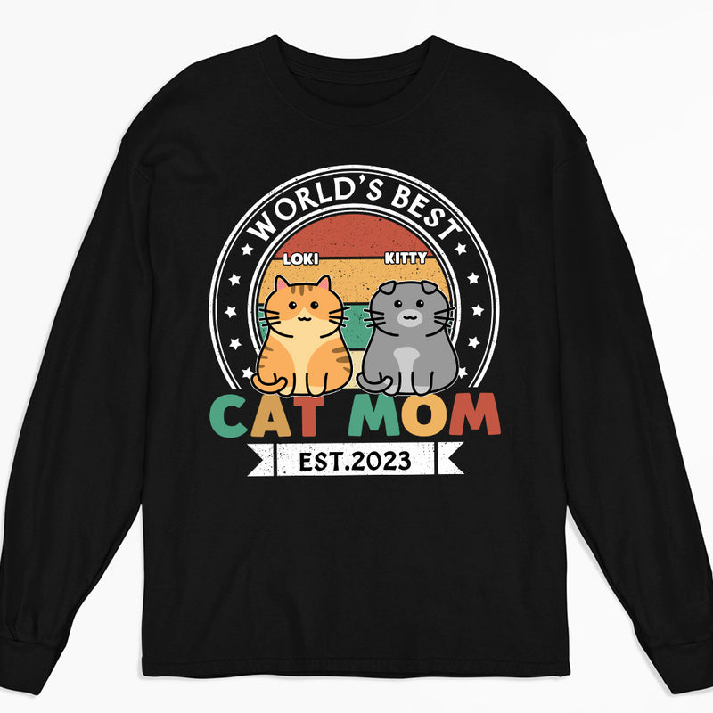 Best Cat Dad Est - Personalized Custom Long Sleeve T-shirt