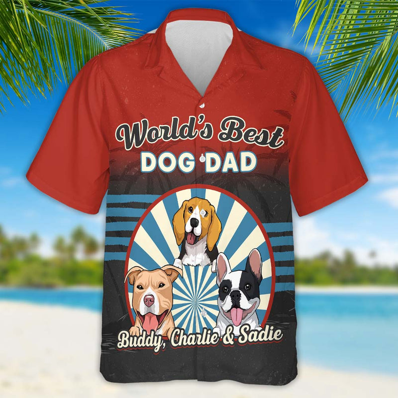 Best Dog Dad Retro - Personalized Custom Hawaiian Shirt