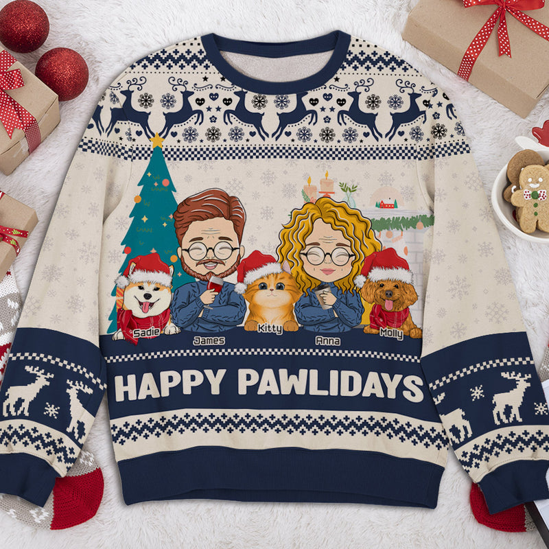 Pawlidays With Pets Couple - Personalized Custom All-Over-Print Sweatshirt