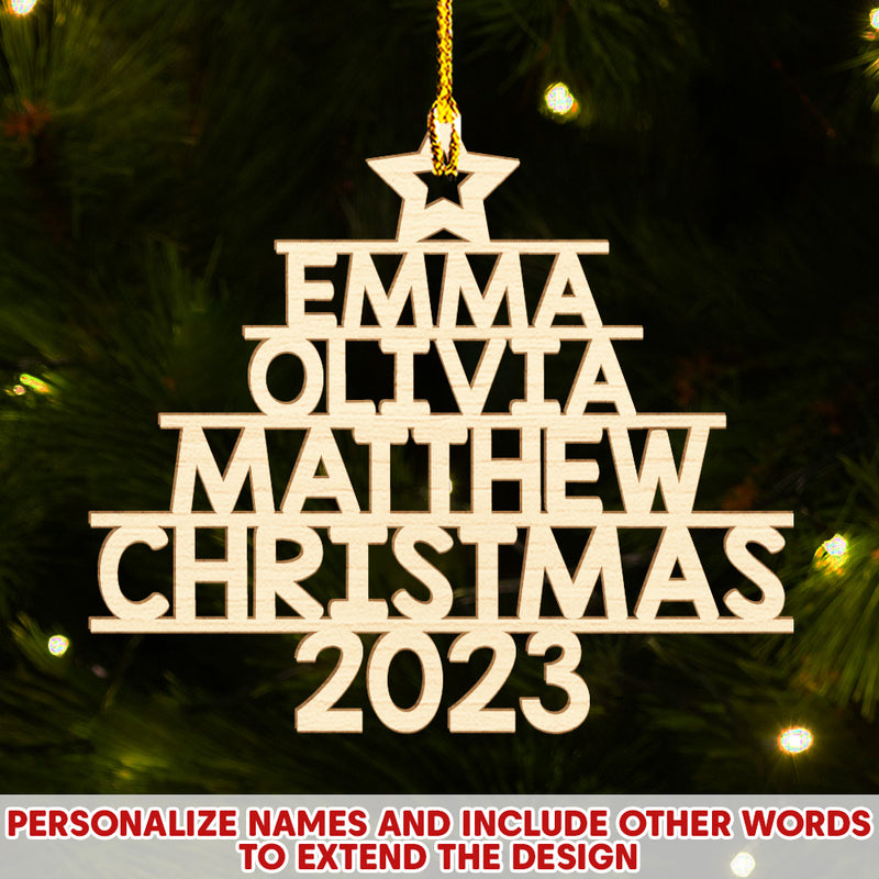 Family Name 2023 (Version 11-14 Names)  - Personalized Custom 1-layered Wood Ornament