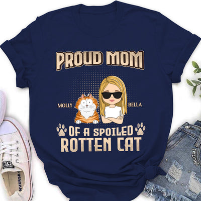 Proud Dad Mom Of Spoiled Cats - Personalized Custom Women's T-shirt