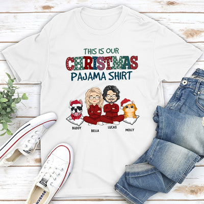 Christmas Pajama Couple - Personalized Custom Unisex T-shirt