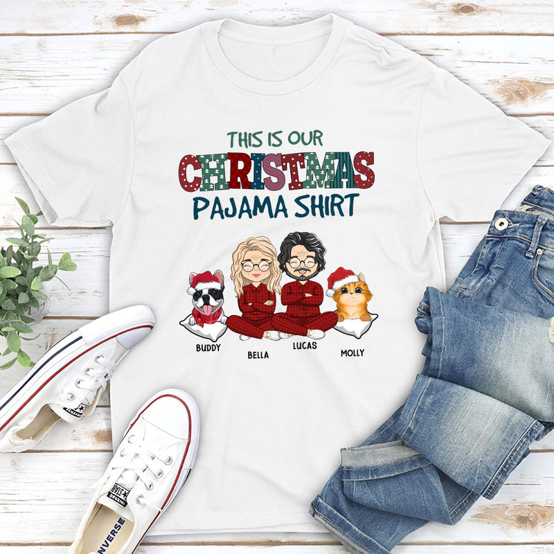 Christmas Pajama Couple - Personalized Custom Unisex T-shirt