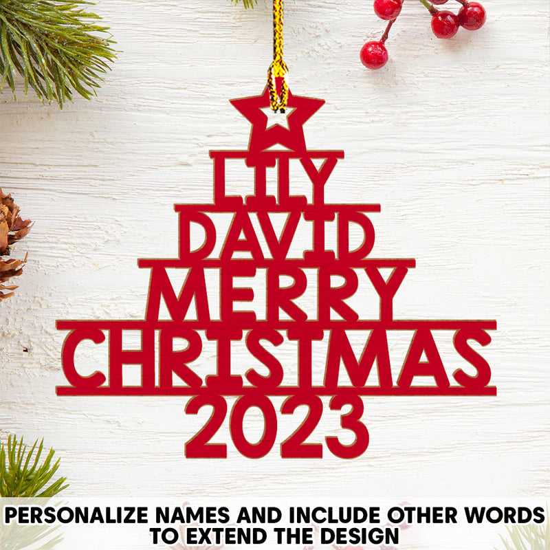 Family Name 2023 (Version 11-14 Names)  - Personalized Custom 1-layered Wood Ornament