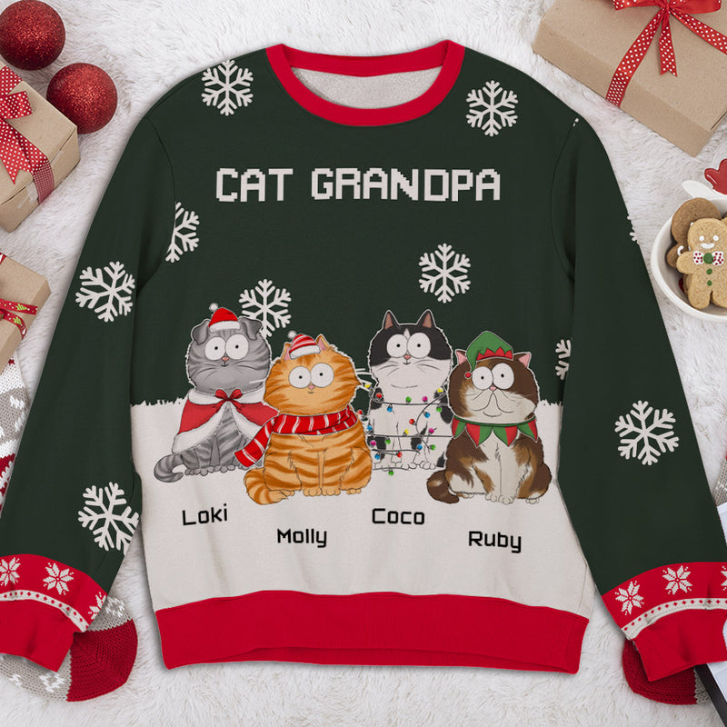 Funny Cat With Family - Personalized Custom All-Over-Print Sweatshirt