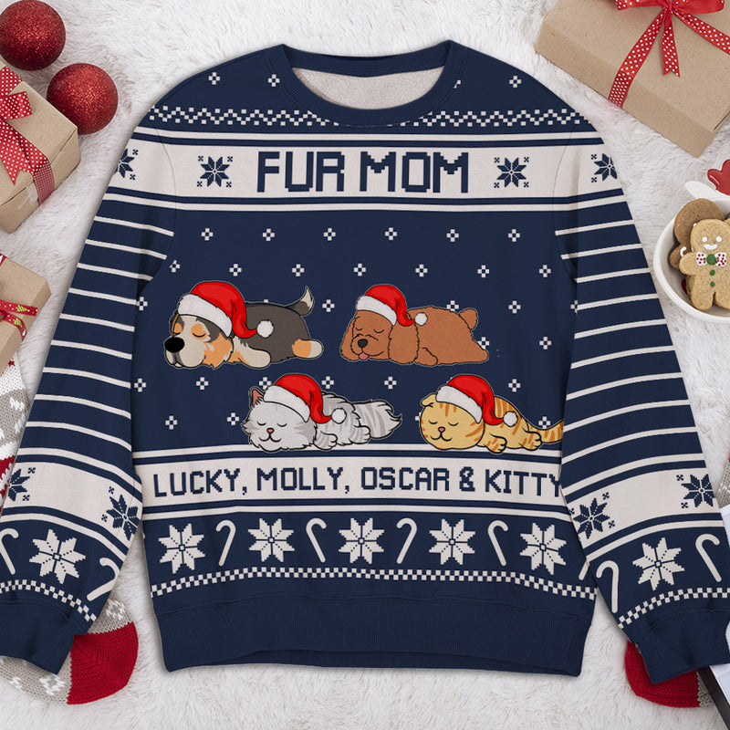 Festive Christmas Dog Cat - Personalized Custom All-Over-Print Sweatshirt