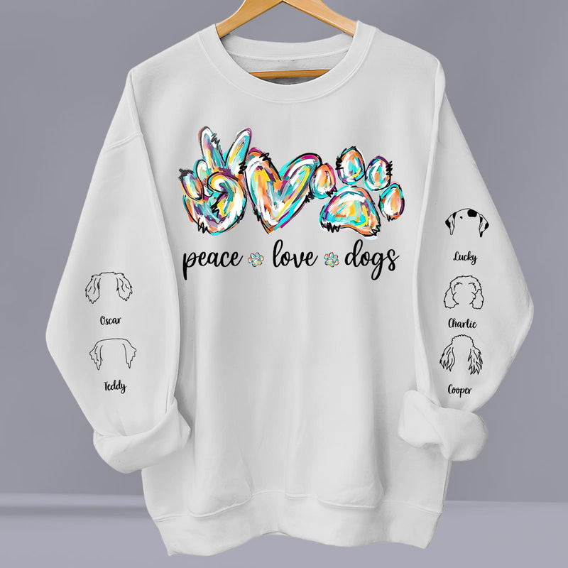 Peace Love Dog Colorful - Personalized Custom Long Sleeve T-shirt