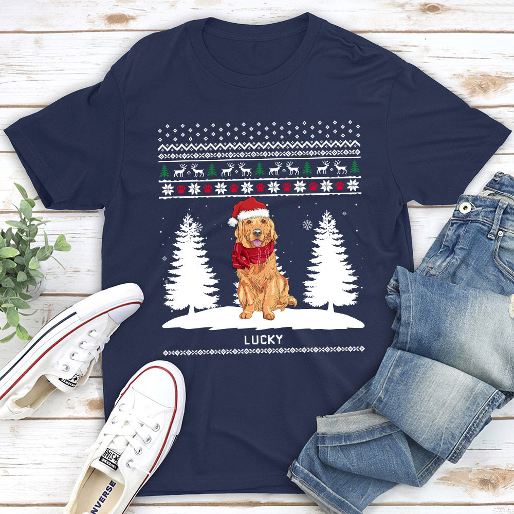 Winter Dog Personalized Pet Lover Custom Unisex T-shirt