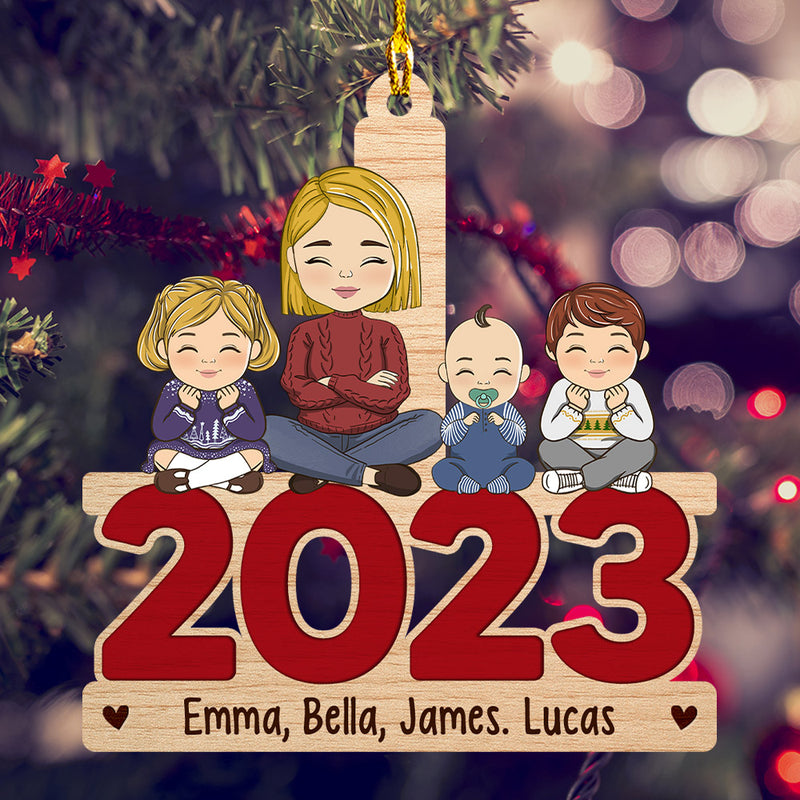 Family Happy - Personalized Custom 1-layered Wood Ornament