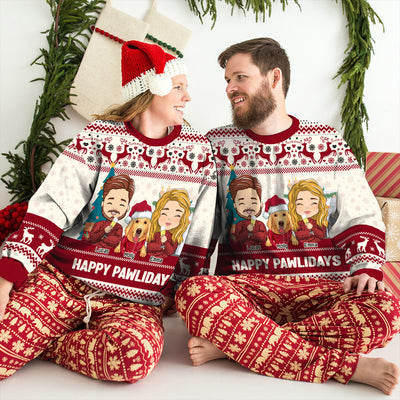 Pawlidays With Pets Couple - Personalized Custom All-Over-Print Sweatshirt