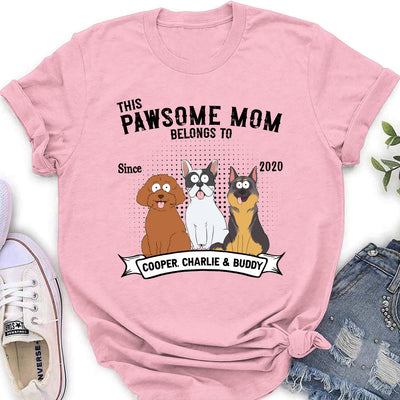 Pawsome Dad Belongs To - Personalized Custom Women's T-shirt