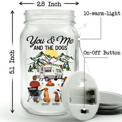 You & Me And The Dogs - Personalized Custom Mason Jar Light