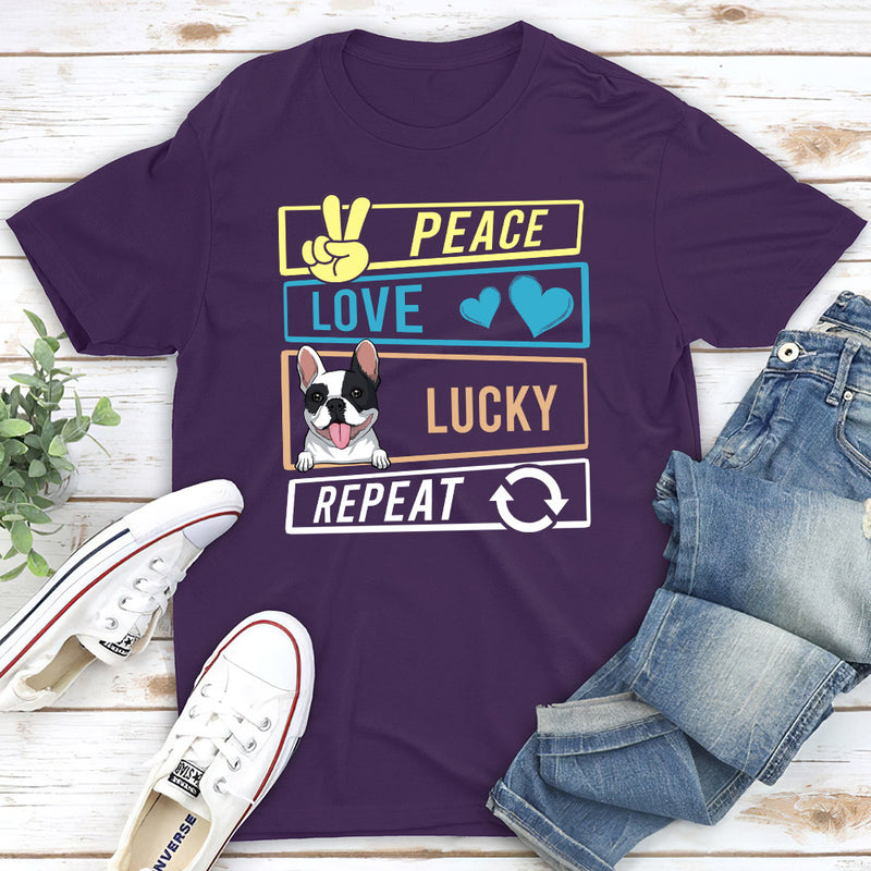 DOG PEACE LOVE AND REPEAT - Personalized Custom Unisex T-shirt