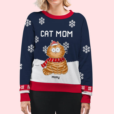 Funny Cat With Family - Personalized Custom All-Over-Print Sweatshirt