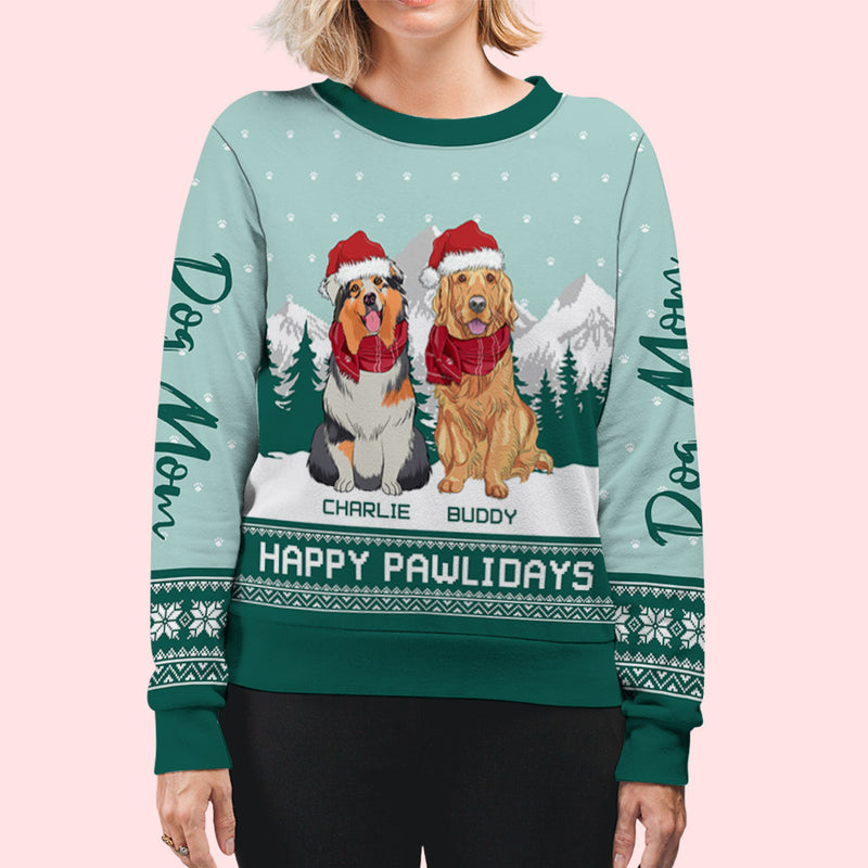 Pawlidays Mom Dad - Personalized Custom All-Over-Print Sweatshirt