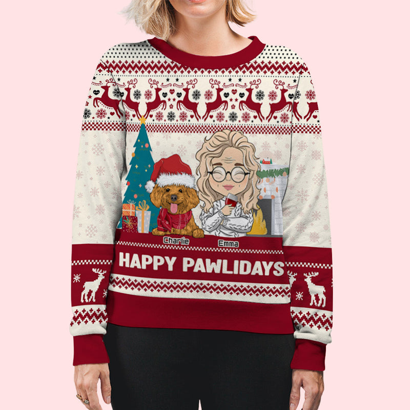Pawlidays With Dogs - Personalized Custom All-Over-Print Sweatshirt