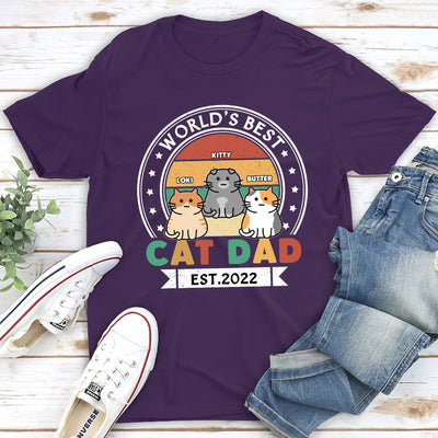 Best Cat Dad Est - Personalized Custom Premium T-shirt