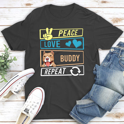 DOG PEACE LOVE AND REPEAT - Personalized Custom Unisex T-shirt